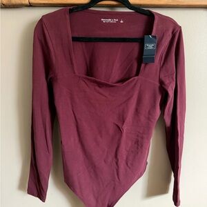 Abercrombie & Fitch Maroon Long Sleeve Bodysuit